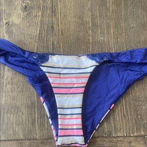 Beach Bunny Blue and Pink Striped Bikini Bottom